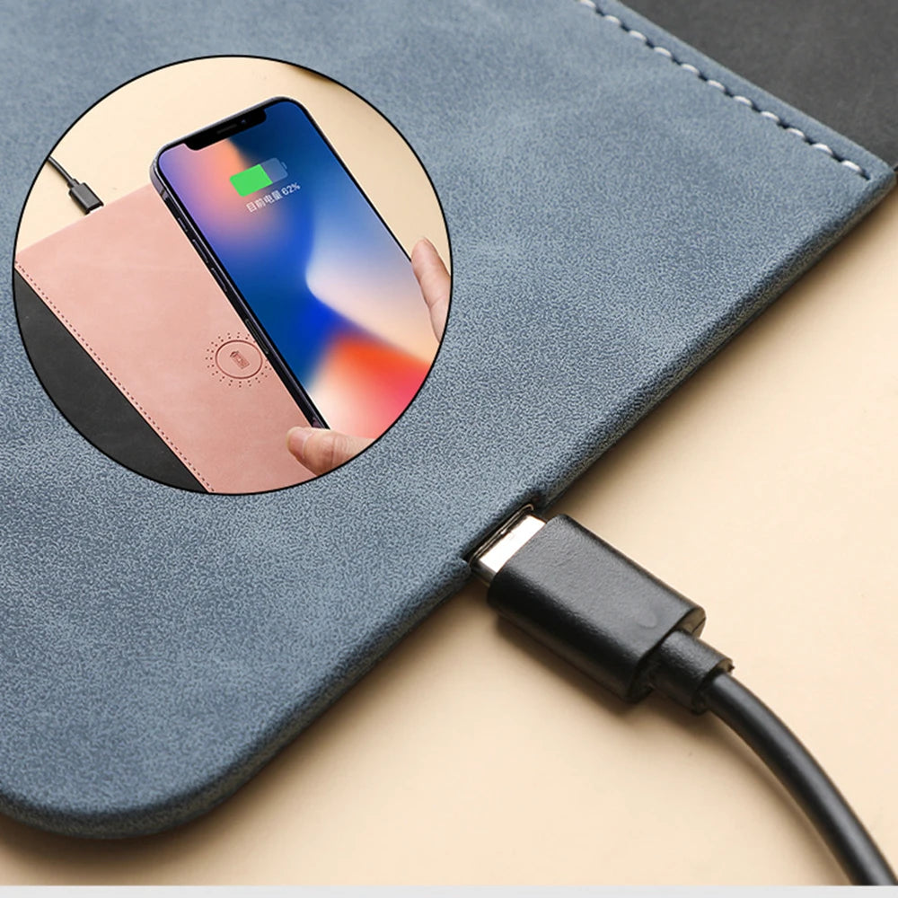 Lumina™ Executive Leather Desk Mat with 15W Fast Wireless